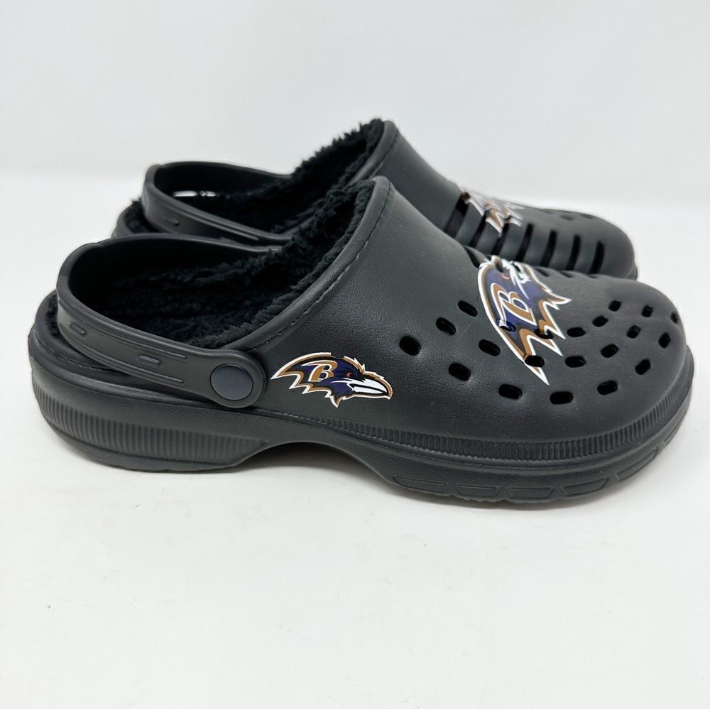FOCO Baltimore Ravens Clogs with Strap Black Purple Size Medium Men's 9-10